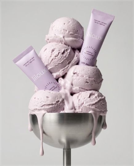 Hand cream tubes in lilac ice cream