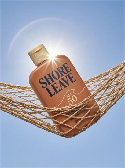 Sunscreen bottle in a hammock