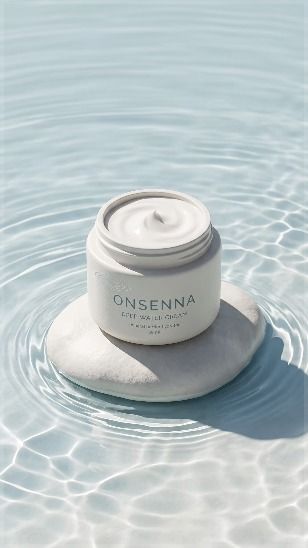 Cream jar on a stone in water