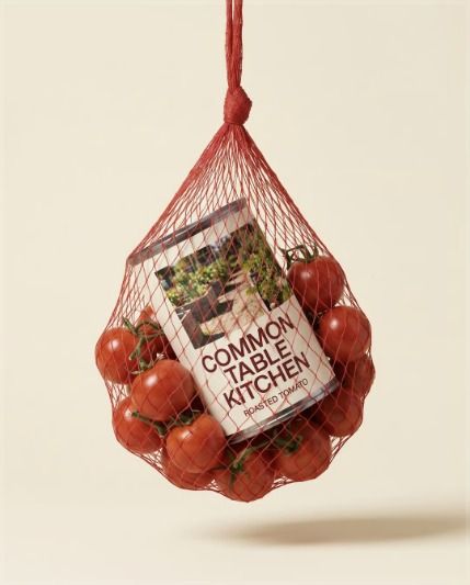 Tomato tin in a net bag