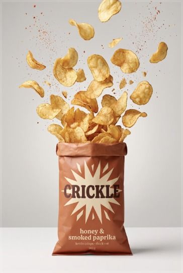 Crisps bursting from a bag
